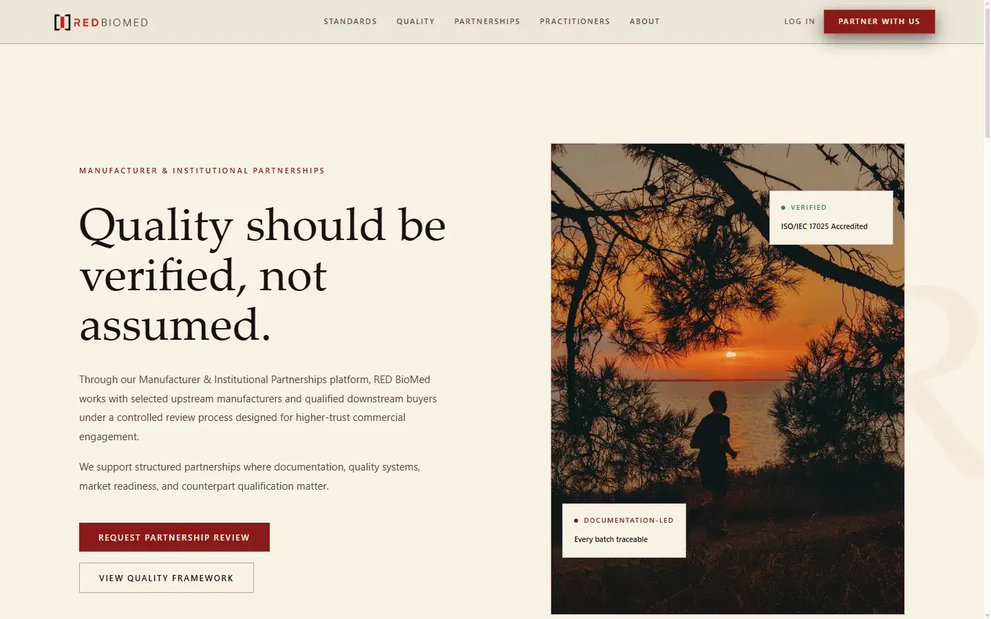 RED BioMed — Manufacturer & Institutional Partnerships landing page